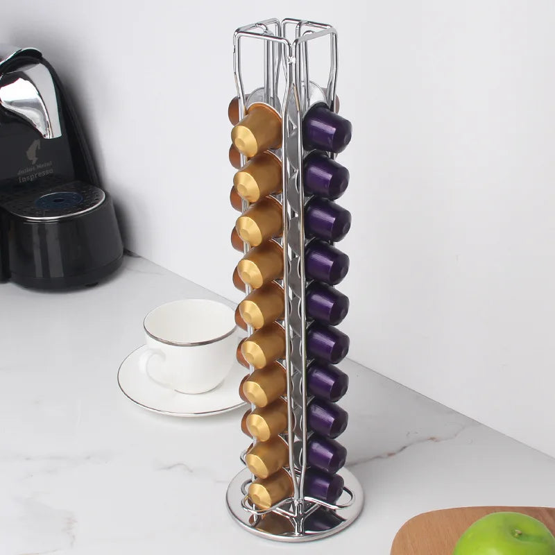 40 Pod Gold Coffee Capsules Nespresso Coffee Pods Holder Rotating Rack