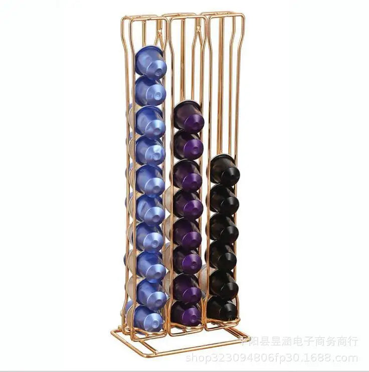 40 Pod Gold Coffee Capsules Nespresso Coffee Pods Holder Rotating Rack